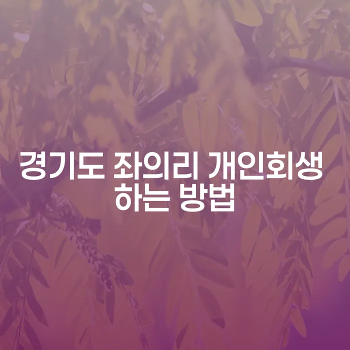 어떻게 경기도 좌의리에서 개인회생을 성공적으로 할 수 있을까요?